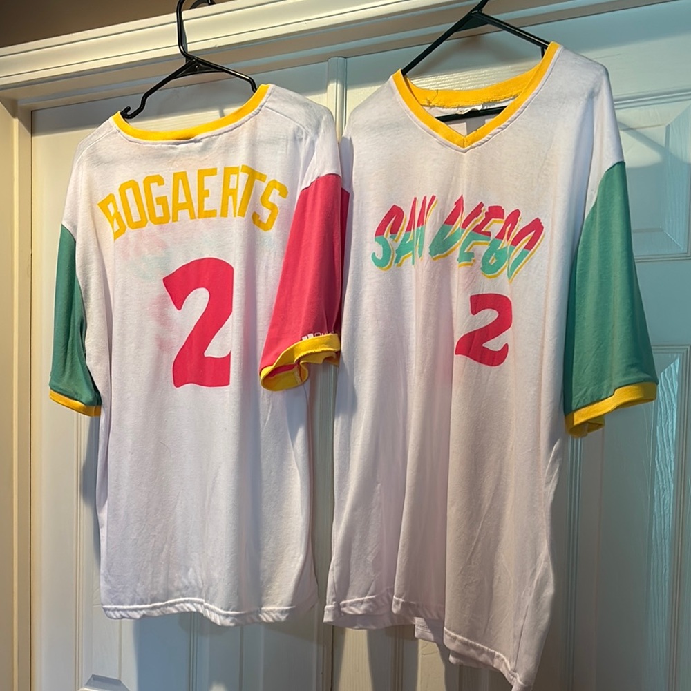 San Diego Padres Themed Shirt - White with Pink and Green Accents